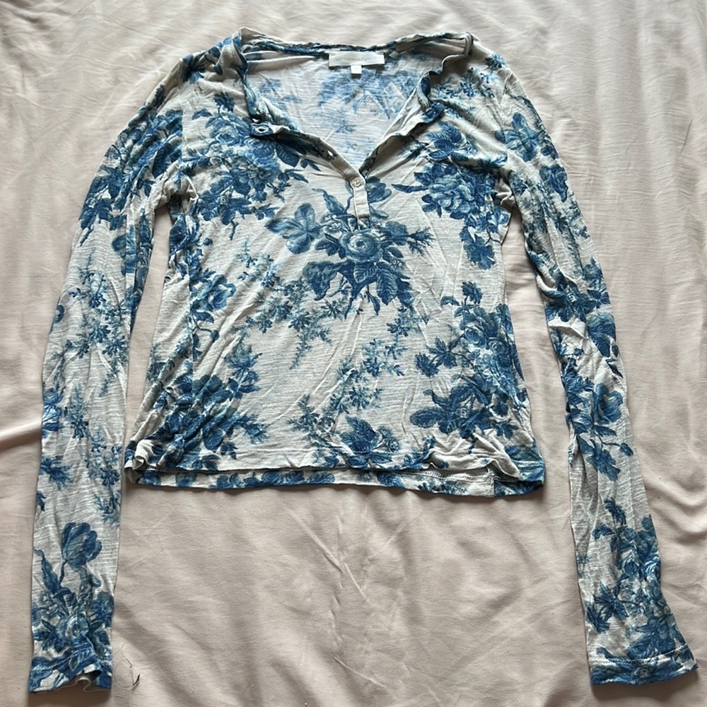 LoveShackFancy blue floral shirt